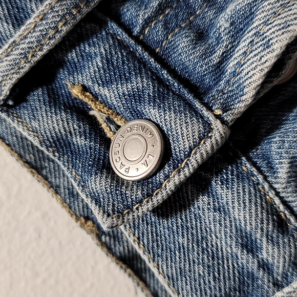 PACSUN 24 CASUAL HIGH RISE STRAIGHT LEG BUTTON FLY CUT OFF DENIM BLUE JEAN SHORT - Picture 6 of 14